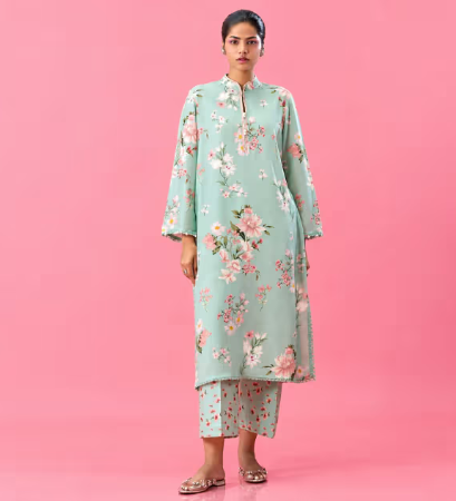 Sana Safinaz Mahay Unstitched Two Piece - Green x Pink | Elegant Women's Traditional Fabric Set for Stylish Ethnic and Everyday Wear